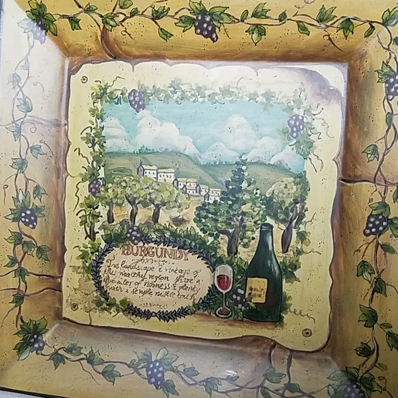 COPY 🇺🇦 Rare Decorative plate Burgundy Wine Lovers 10×10 inches
